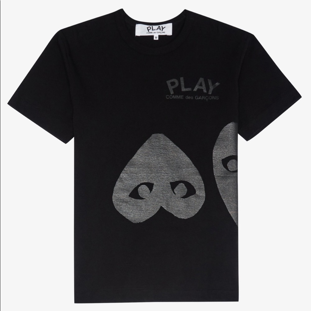 SOLD Comme Des Garcons Tshirt black tonal hearts